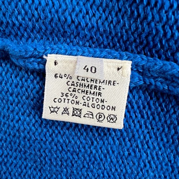 Hermes NWT Cashmere & Cotton Shawl Collar Cardigan EU 40 Blue Smalt Sweater - Picture 14 of 14